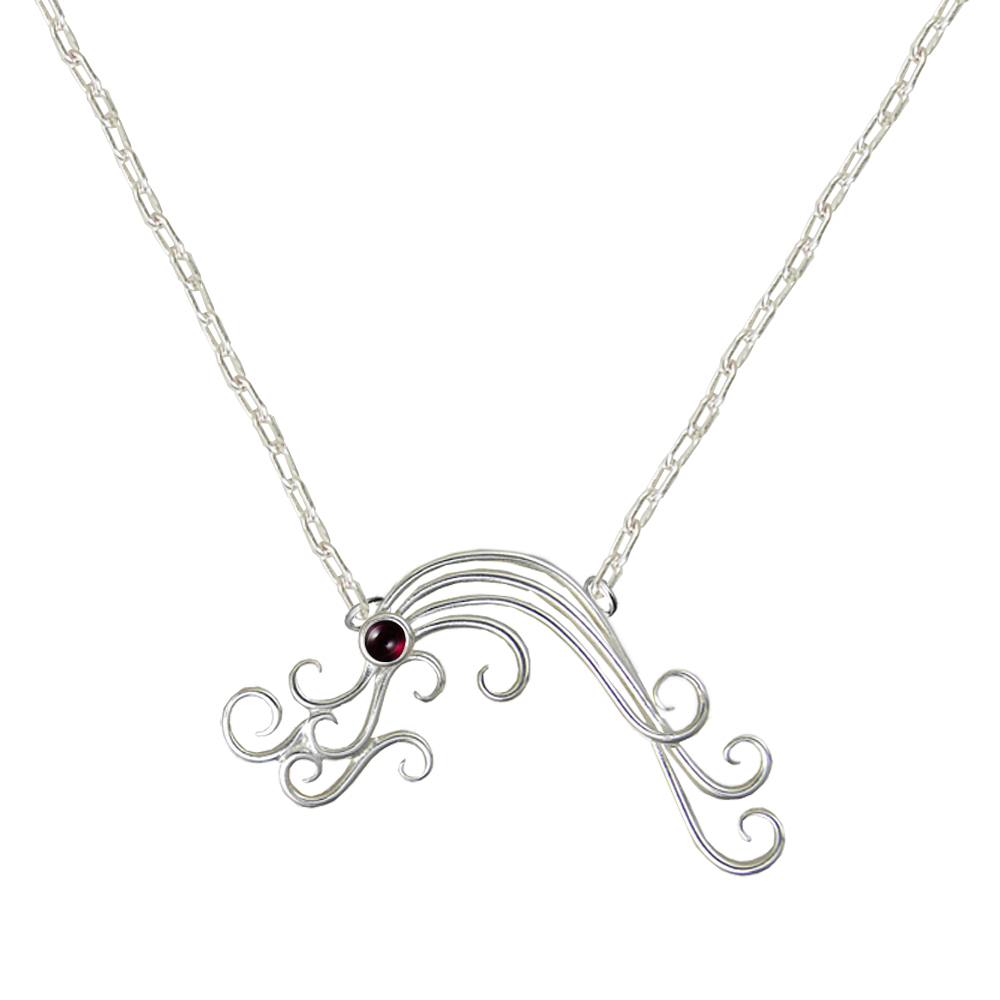 Sterling Silver Gentle Sea Breeze Necklace With Garnet